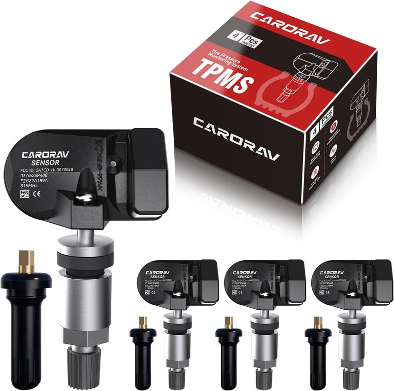 CARORAV F2GT-1A180-AB مستشعر TPMS لفورد، مستشعر نظام مراقبة ضغط الإطارات لفورد F150 F250 F350 Escape Fusion Mustang، لينكولن MKC MKX يستبدل F2GZ1A189A GL3T1A180GA FR3V1A180AA - حزمة من 4 قطع - Image 1