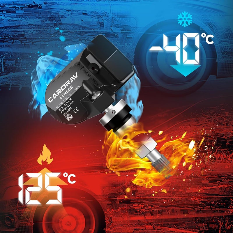 CARORAV F2GT-1A180-AB مستشعر TPMS لفورد، مستشعر نظام مراقبة ضغط الإطارات لفورد F150 F250 F350 Escape Fusion Mustang، لينكولن MKC MKX يستبدل F2GZ1A189A GL3T1A180GA FR3V1A180AA - حزمة من 4 قطع - Image 4