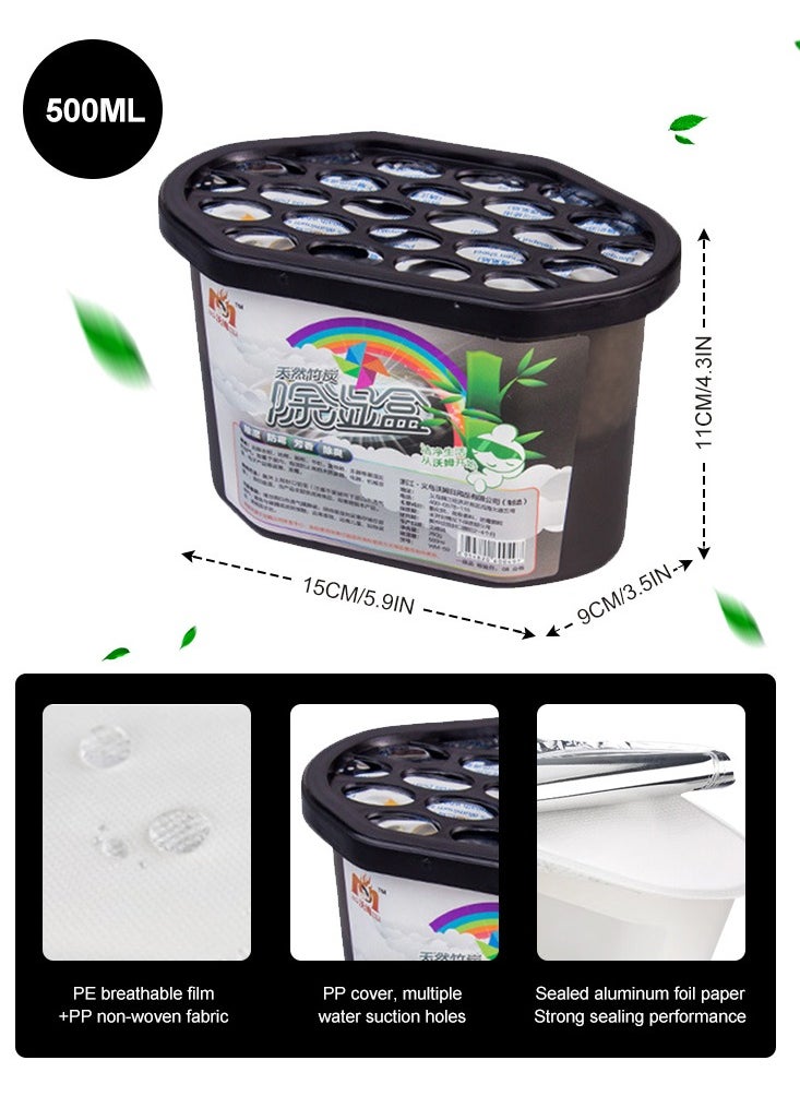 HomarKet 6 Packs Moisture Absorber Bamboo Charcoal Mold proof Deodorizing Desiccant Dehumidifier Boxes Fragrance Free Humidity Absorber for Bathroom Closet Wardrobe Kitchen ,10.5 Oz,500ml  - Image 5