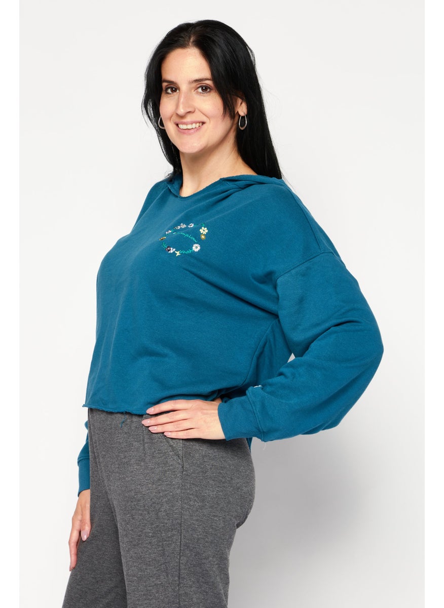 Champion - Women Sportswear Fit Embroidered Logo Training Hoodies, Teal Blue - Image 1