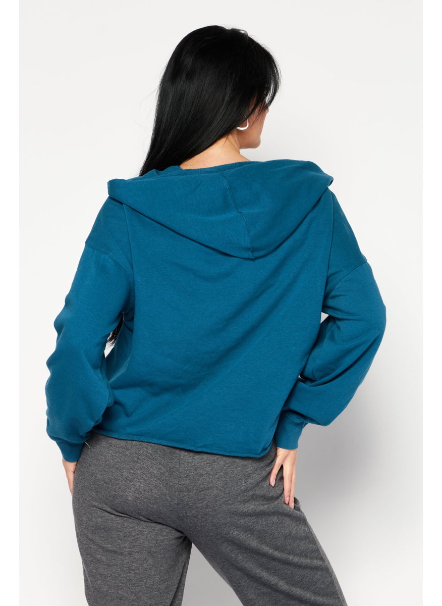 Champion - Women Sportswear Fit Embroidered Logo Training Hoodies, Teal Blue - Image 1