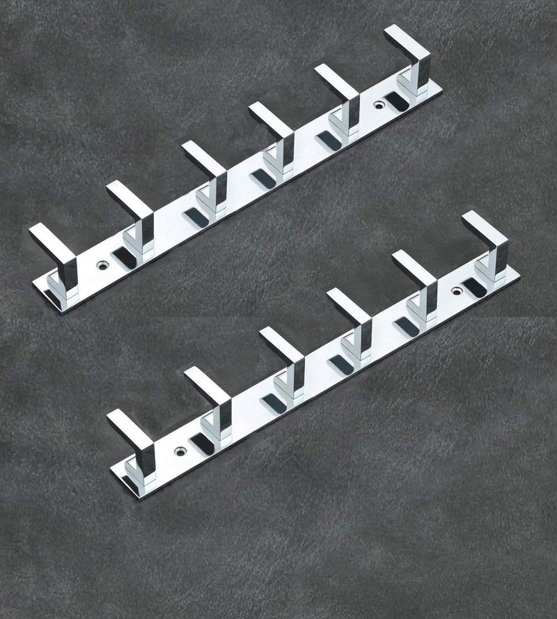 iSTAR 6 Pin Bathroom Cloth Hooks Hanger Wall Bedroom Bathroom Robe Hooks Rail for Hanging Keys,Clothes,Towel Steel Hook - Image 1