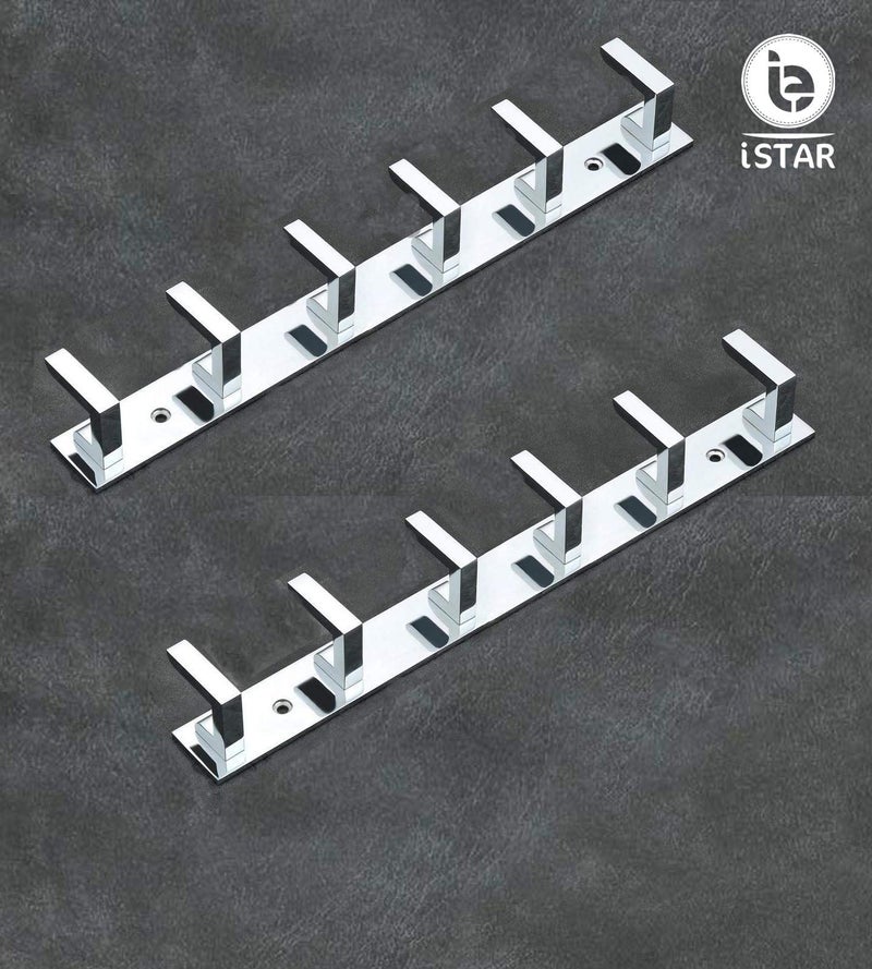 iSTAR 6 Pin Bathroom Cloth Hooks Hanger Wall Bedroom Bathroom Robe Hooks Rail for Hanging Keys,Clothes,Towel Steel Hook - Image 3