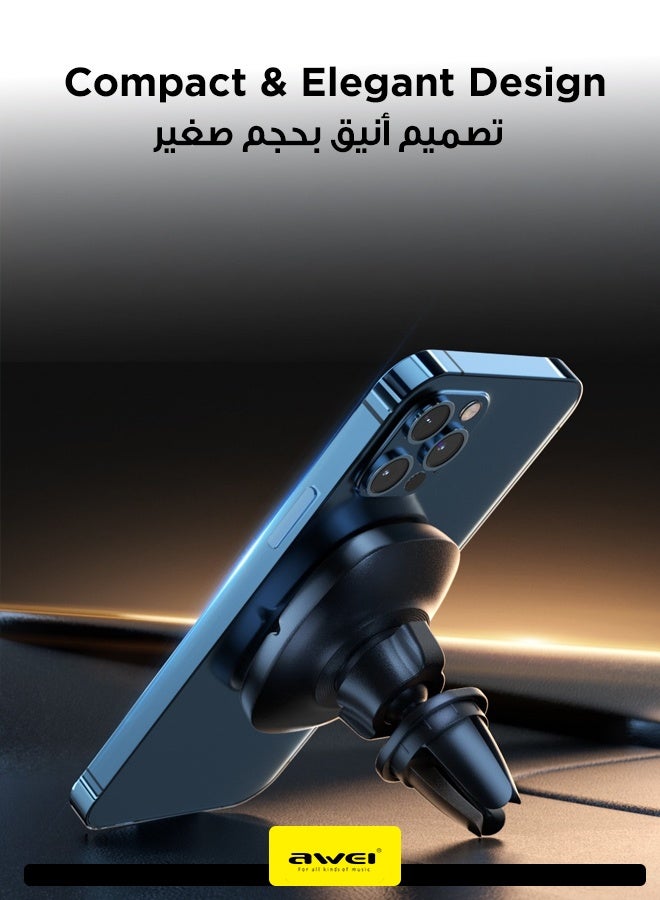 أوي حامل هاتف للسيارة - حامل سيارة X21 لتثبيت الهاتف على فتحة التهوية، حامل آمن للسيارة للهواتف الذكية، تصميم مشبك فتحة تهوية مدمج، تركيب سهل، متوافق مع iPhone و Android - Image 3