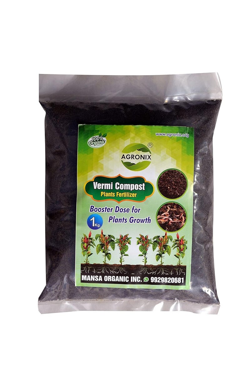 AGRONIX Organic Vermi Compost Plant Fertilizer Organic Manure for Balcony Terrace and Home Gardening 1 KG - Image 2