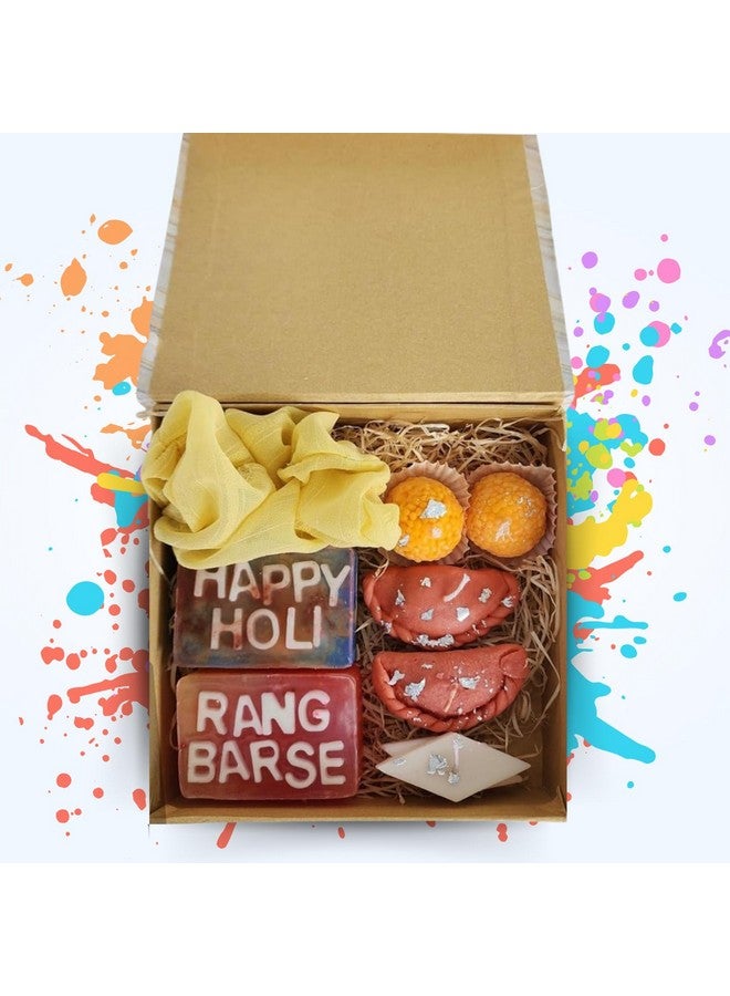 sciian Sciian Holi Gift Hampers with Holi Soap | Gujiya | Motichur Laddoo & Kaju Katli Shaped Candles | Colourful Soap | Holi Decorations | Eco Friendly | Special Holi Gift Pack - Image 5