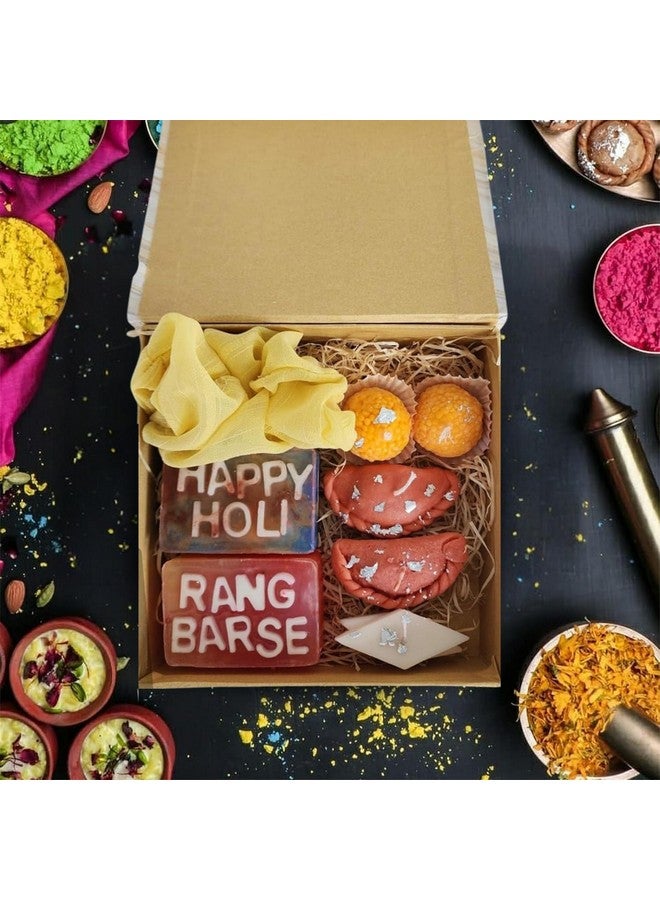 sciian Sciian Holi Gift Hampers with Holi Soap | Gujiya | Motichur Laddoo & Kaju Katli Shaped Candles | Colourful Soap | Holi Decorations | Eco Friendly | Special Holi Gift Pack - Image 2