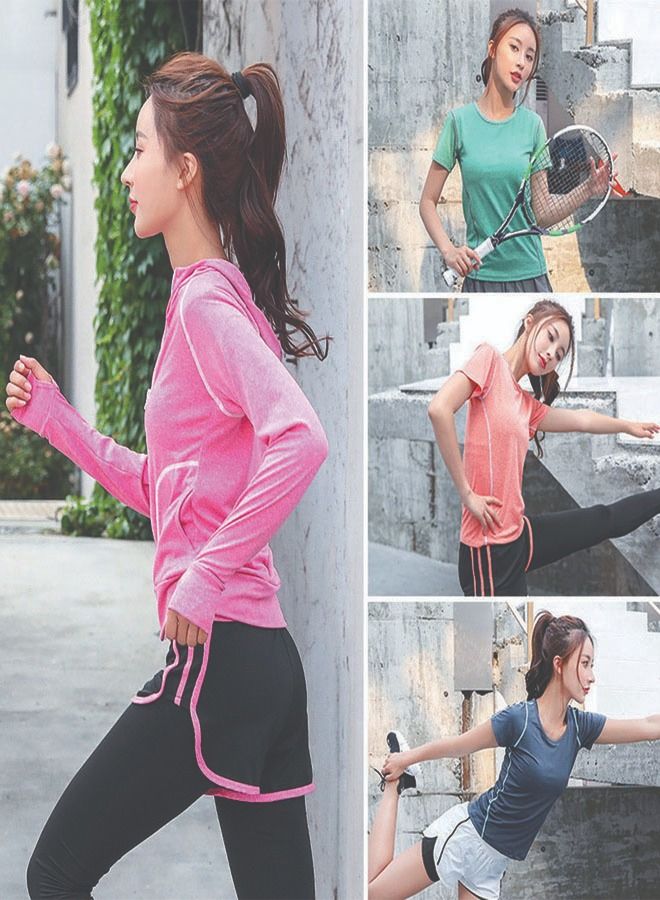 ZCM-HAPPY 5-Piece Women's Tracksuit Set Sports Yoga Fitness Tennis Running  - Image 2