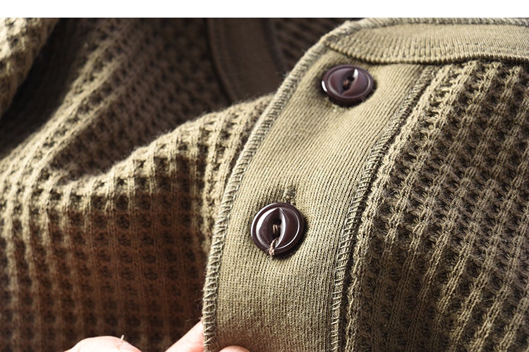 Euro-American Van! Export Men'S Henry Collar Top Cut Label Breathable High Street Fashion Long Sleeve T-Shirt - Image 5