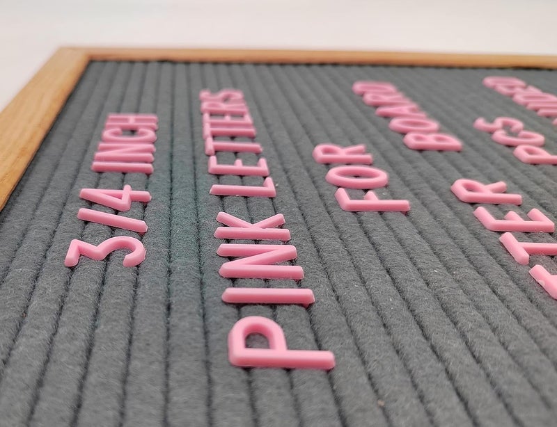 G GAMIT Felt Letter Board Letters Sets - Pre-cut 340pcs 3/4 Inch(0.75") Pink Letters with Canvas Bag(No Board Included) - Image 4