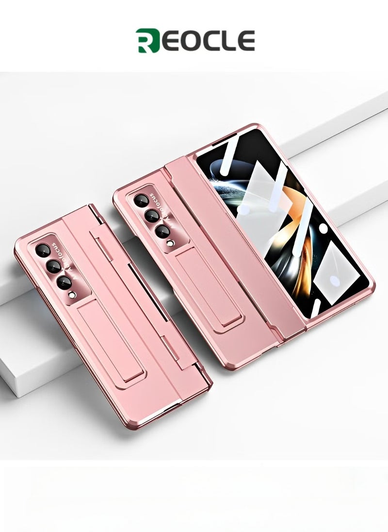 REOCLE Phone Case Phone Cover with Screen Protector Transparent Frosted Stand Hinge Phone Case for Samsung Galaxy Z Fold 5 - Image 1