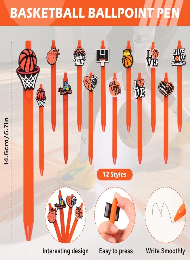 LiYiQ 72 Pcs Pcs Sports Party Favors, Basketball Ballpoint Pens, Bookmark Card and Silicone Bracelet Basketball Gift for Team Sports Club Gift Ideas for Men - Image 4