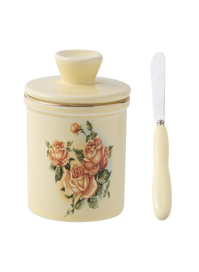 Biyread Ceramic Butter Dish with Airtight Lid - Farmhouse Style Butter Keeper Countertop Container for Room Temperature Storage, Includes Stainless Steel Spreader - Image 1