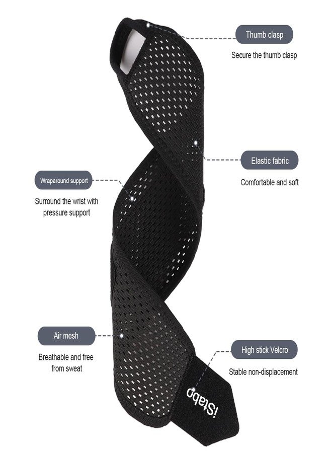 iStabo Ultra Thin Mesh Wrist Strap Brace Support for Workouts & Daily Use, Carpal Tunnel Pain Relief, Ulnar Wrist Wraps Repetitive Wrist Use Injury, Fit Left or Right Hand, Breathable Adjustable (2, Black) - Image 3