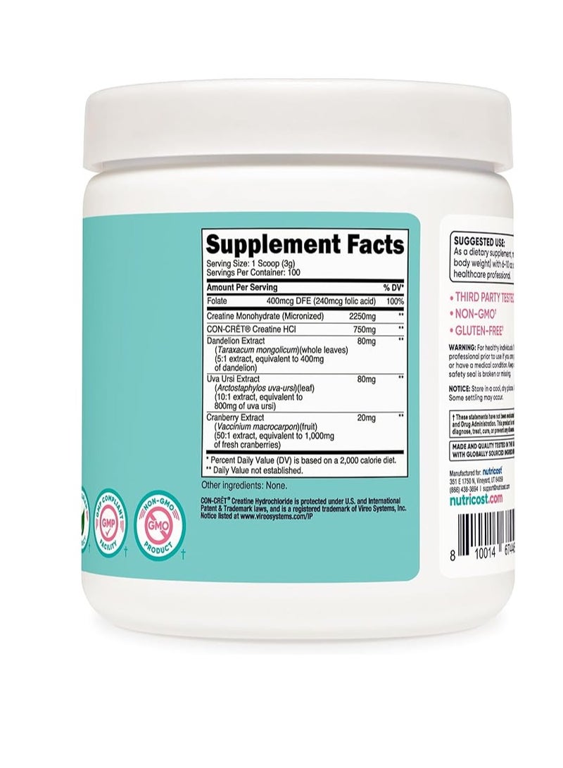 مسحوق الكرياتين مونوهيدرات للنساء 11.4 أونصة 100 حصة - Image 2