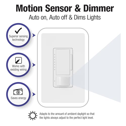 Lutron Maestro Motion Sensor Dimmer Switch for Bathroom, Garage, Laundry Room, and Closet, Occupancy and Vacancy Sensor, Single-Pole/Multi-Location, No Neutral Required, MSCL-OP153M-WH, White - Image 5