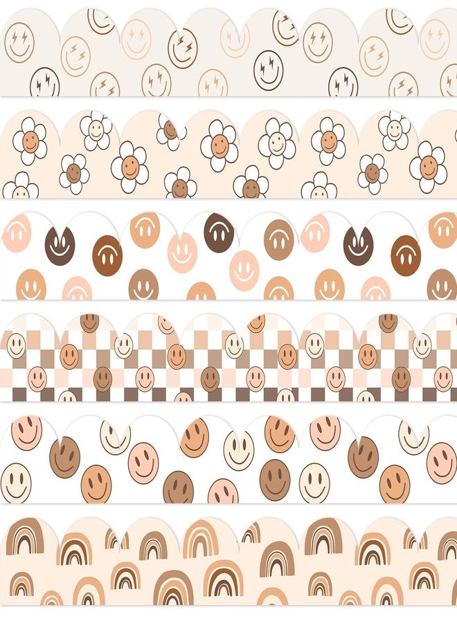 اني ديزاين ملصقات حواف لوحات الإعلانات الورقية من AnyDesign بتصميم ريترو مميز (60 قطعة، 69 قدمًا) - ملصقات زينة على شكل وجوه مرحة، مربعات، قوس قزح بوهيمي، وزهور، مناسبة للمدارس والفصول الدراسية والمكاتب - Image 1
