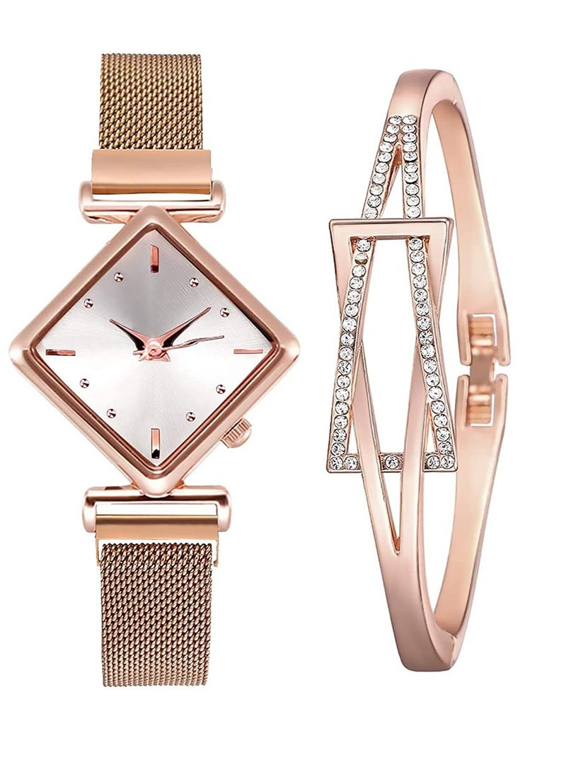 Excefore Womens Watch Ladies Watches Gifts Set with Bracelet, Rose Gold for Lady Female Girls Minimalist Simple Slim Thin Casual Dress Analog Quartz Wrist Waterproof - Image 1
