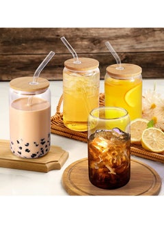 Drinking Glasses Can Shaped with Bamboo Lids and Glass Straw 2pcs Set - 16oz (600ml) Coffee Soda Glass Beer Glasses Iced Coffee Glasses Cute Tumbler Cup Heat-Resistant Drink Glass - pzsku/ZF37AC71C73E278420C81Z/45/_/1740653196/2aff47c3-2d6b-4ca0-a0ce-d2d8c66dfb0a