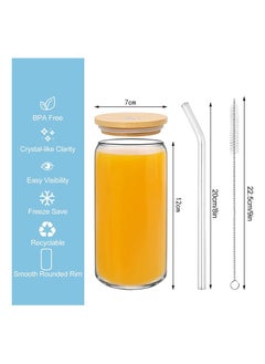 Drinking Glasses Can Shaped with Bamboo Lids and Glass Straw 2pcs Set - 16oz (600ml) Coffee Soda Glass Beer Glasses Iced Coffee Glasses Cute Tumbler Cup Heat-Resistant Drink Glass - pzsku/ZF37AC71C73E278420C81Z/45/_/1740653197/ded3e7fb-5bb0-44c1-bd6e-e4dac826ff85