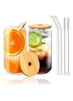 Drinking Glasses Can Shaped with Bamboo Lids and Glass Straw 2pcs Set - 16oz (600ml) Coffee Soda Glass Beer Glasses Iced Coffee Glasses Cute Tumbler Cup Heat-Resistant Drink Glass - pzsku/ZF37AC71C73E278420C81Z/45/_/1740653202/acc8886f-4965-42aa-b68e-fde787d67fe6