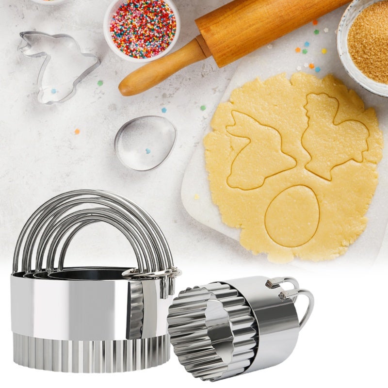 Stainless Steel Round Biscuit Cutter Set 5 Sizes Anti-Rust - Ergonomic Handle Precise Dough Cutting for Professional Bakers Home Kitchen Baking - Image 4