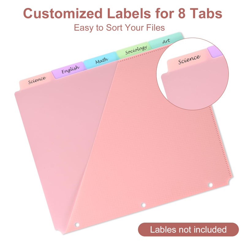 XRUNMIX 5 Tabs Dividers with Pockets for 3 Ring Binder, 5 Counts Binder Dividers for US Letter Size, Binder Dividers with Tabs for School Office and Home Organization, 5 Pastel Color (1) - Image 3