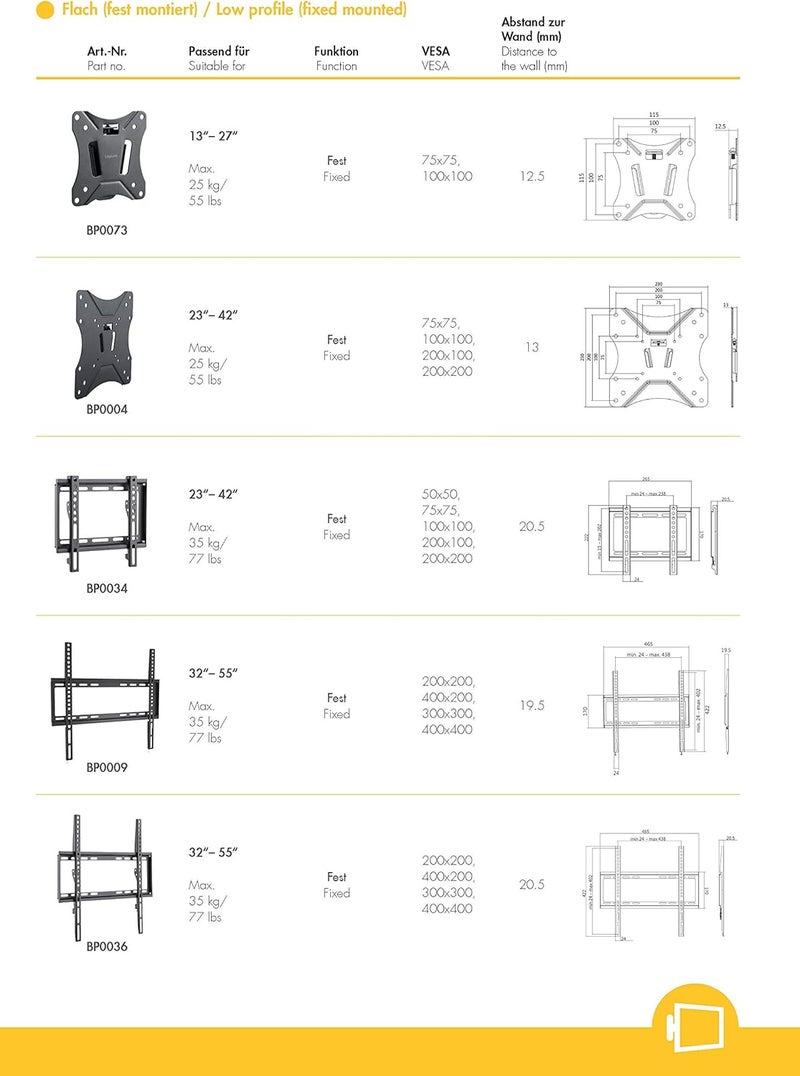 Logilink BP0004 Wall Mounted TV Bracket 23-42 Inches Black - Image 3