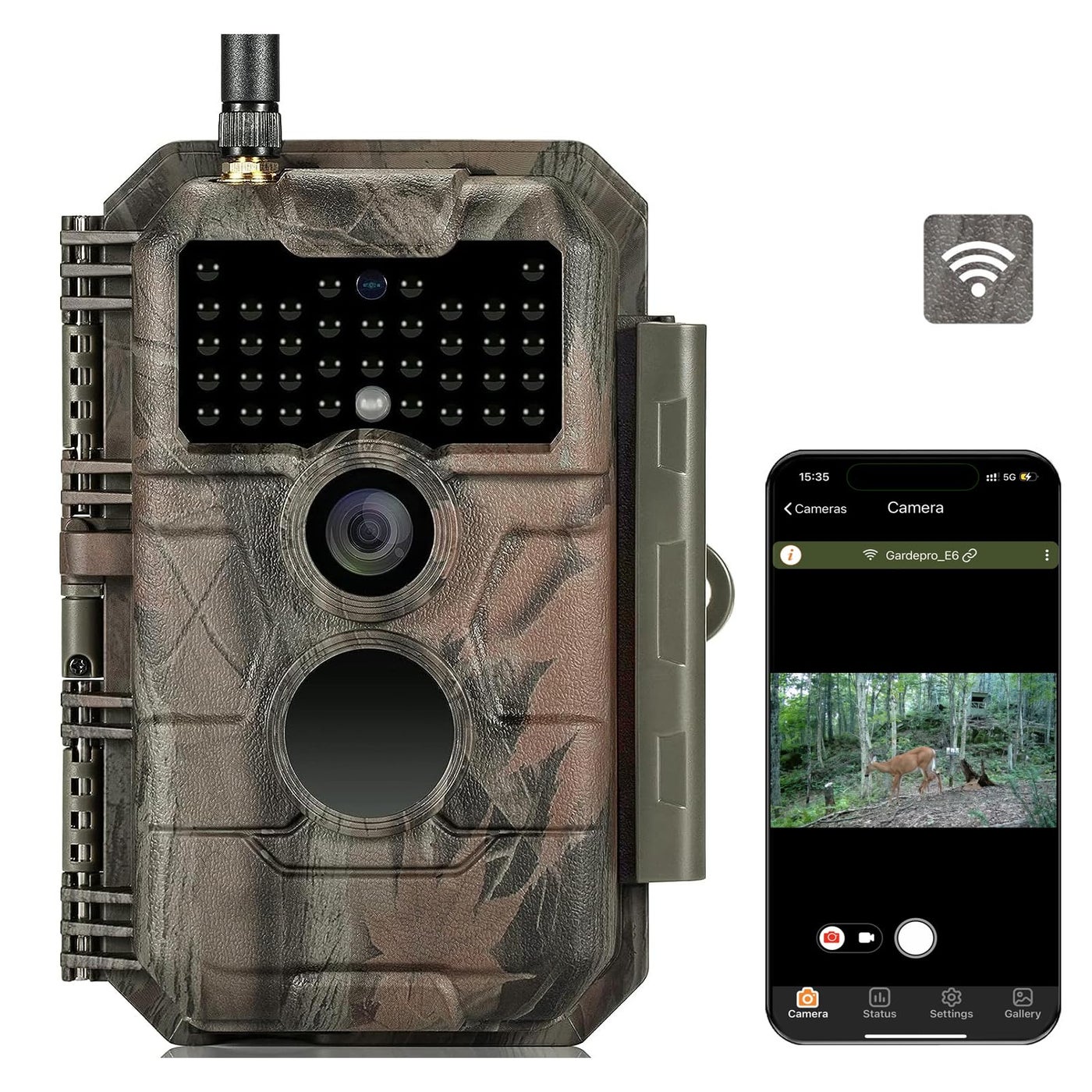 GardePro E6 Trail Camera WiFi 48MP 1296P Game Camera with No Glow Night Vision Motion Activated Waterproof for Wildlife Deer Scouting Hunting or Property Security Camo