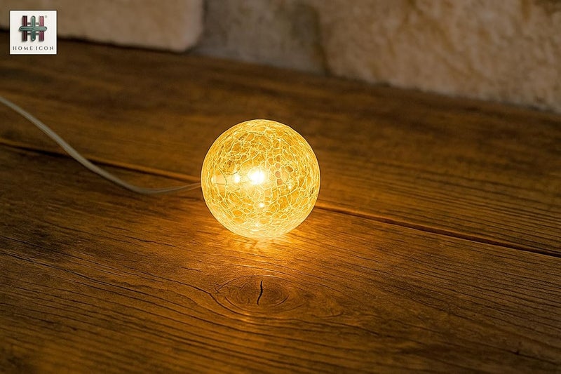 Home Icon أضواء خيطية كروية متصدعة ديكورية - 5م 50 LED أبيض ناعم تعمل بالبطارية - Image 2