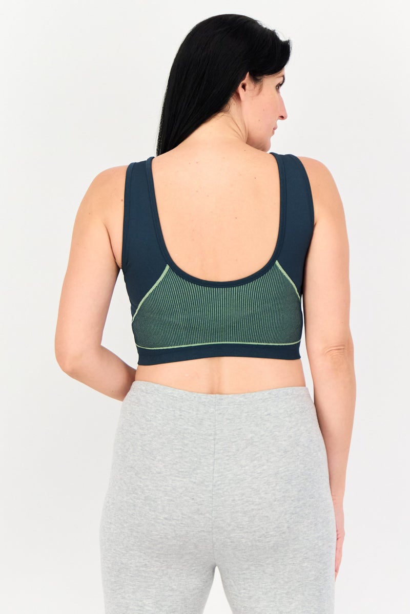 PUMA Women Padded Brand Logo Training Sport Bra, Dark Navy - Image 3