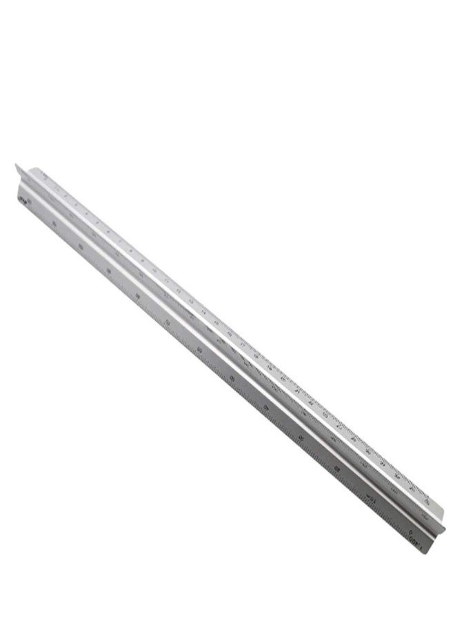 SENRISE 12 Inch Architect Scale Ruler, Aluminum Metric Triangular Scale Ruler for for Students, Architects, Engineers, Draftsman Silver - Image 1
