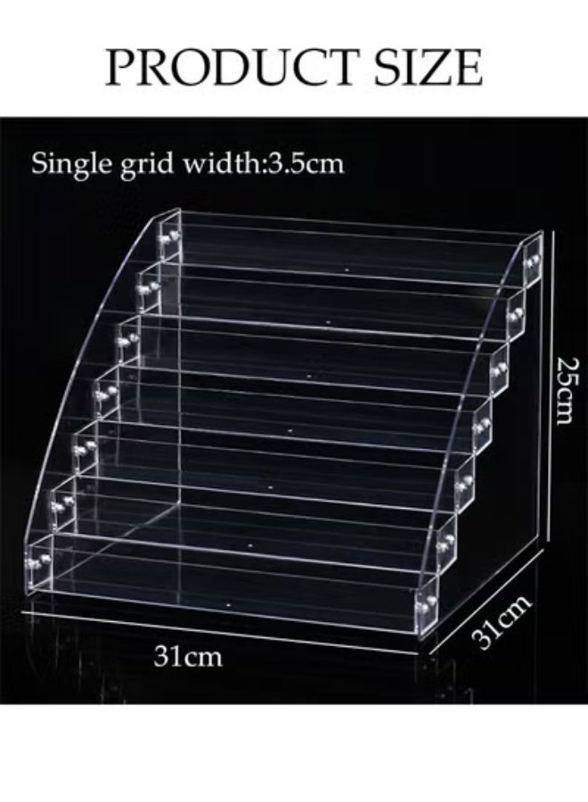 DUNISO 7-Layer Clear Nail Polish Display Holder， Nail Polish Rack, Makeup Storage Case ，Multi-Layer Trapezoidal Cosmetics Lipstick Organizer, Desktop Display Stand, Suitable For Eyeshadow Palette, Powder Pad, Lipstick And Perfume Organization, Professional Nail Salon Makeup Table - Image 2
