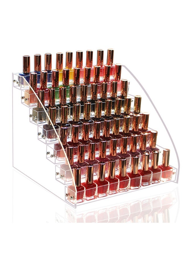 DUNISO 7-Layer Clear Nail Polish Display Holder， Nail Polish Rack, Makeup Storage Case ，Multi-Layer Trapezoidal Cosmetics Lipstick Organizer, Desktop Display Stand, Suitable For Eyeshadow Palette, Powder Pad, Lipstick And Perfume Organization, Professional Nail Salon Makeup Table - Image 1