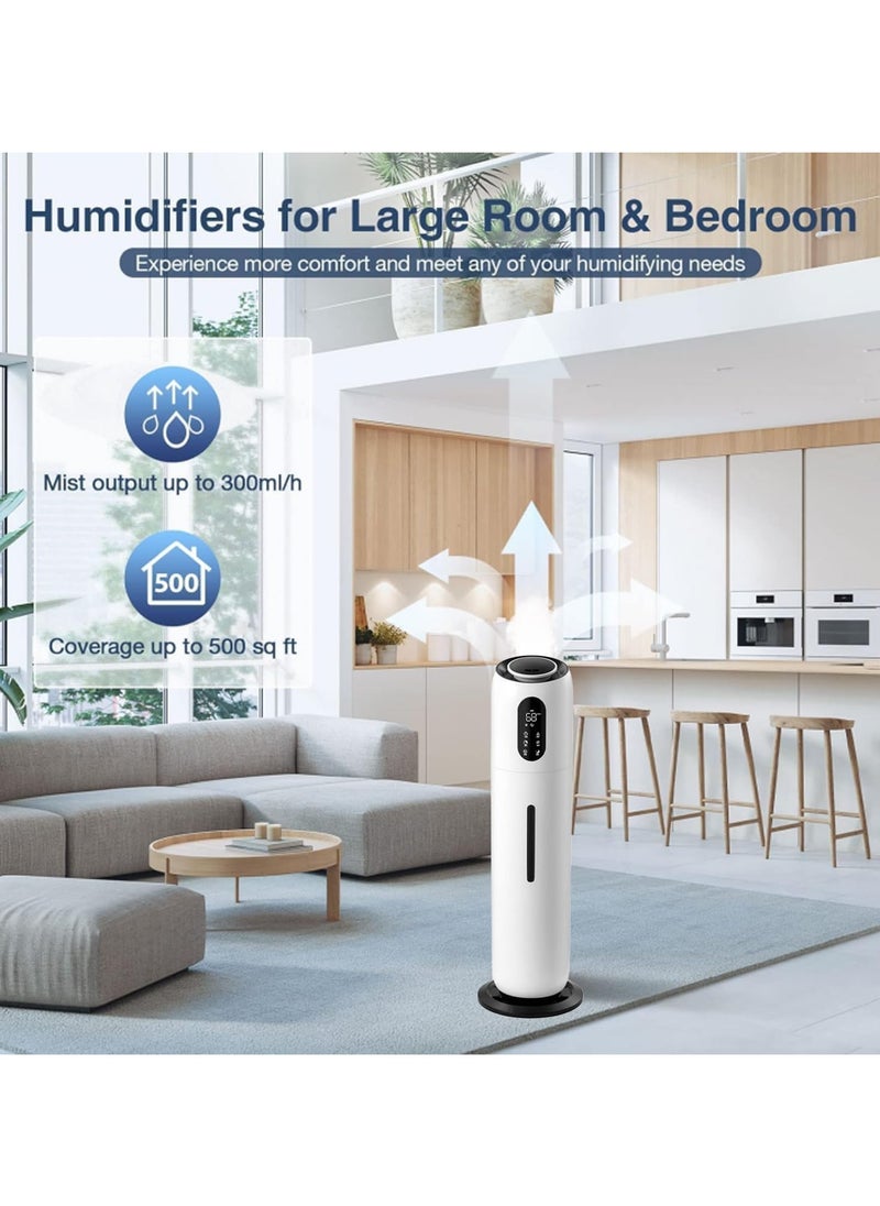 Jorunb Large Humidifiers for Bedroom, 9L/2.5Gal Ultrasonic Cool Mist Humidifier with Remote Control, 3 Speed Top Fill Cool Mist Humidifier for Bedrooms, Offices, Plants, Babies  - Image 2