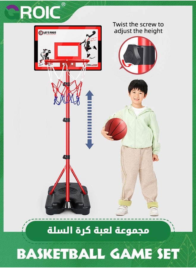 GROIC Basketball Game Set for Kids, Basketball Hoop & Stand Set with Sturdy Base, Basketball Toys Outdoor Indoor Sport Game Portable Basketball Goal Hoop Mini Basketball Game Toys  - Image 2
