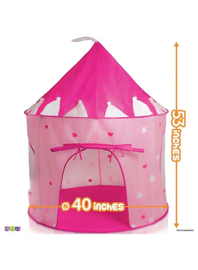 Play22 Play Tent Princess Castle Pink Features Glow In The Dark Stars Portable Kids Pop Up Tent Foldable Into A Carrying Bag Indoor And Outdoor Use Original - Image 4