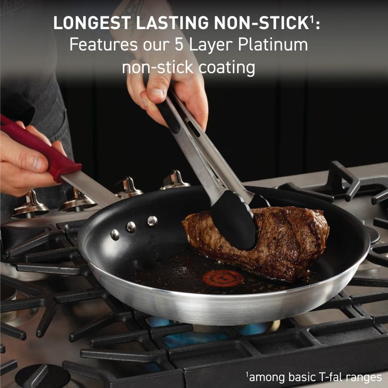 T-fal Professional VX3 Brushed Nonstick Fry Pan with Stainless Steel Handle 8.5Inch, Oven Broiler Safe 400F, Cookware, Pots and Pans, Skillet, Restaurant & Business Grade, Certified NSF and CBA, Black - Image 3