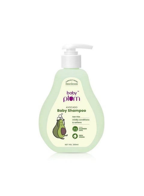 Baby Plum Avocado Baby Shampoo ; Clinically Tested By Pediatricians ; With Chamomile & Vitamin B5 ; Tested Allergen Safe ; 200 Ml ; 04 Years