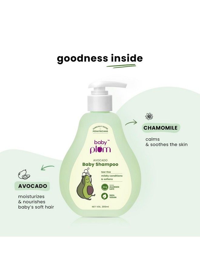 Baby Plum Avocado Baby Shampoo ; Clinically Tested By Pediatricians ; With Chamomile & Vitamin B5 ; Tested Allergen Safe ; 200 Ml ; 04 Years