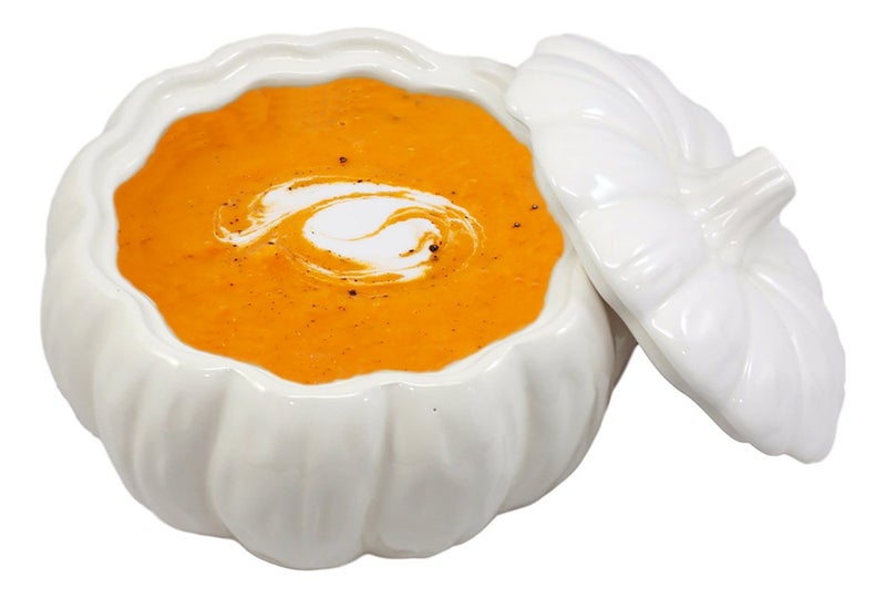 Ebros Gift Ceramic Stoneware White Harvest Pumpkin Bowl With Lid 6"" Diameter (1) - Image 2