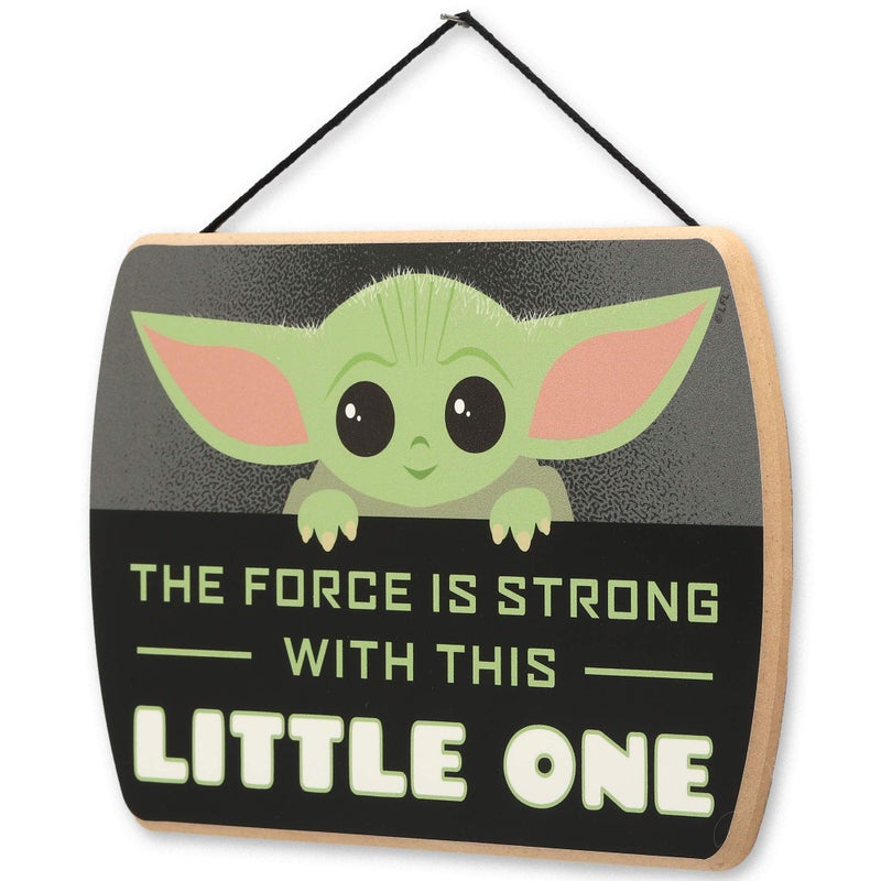 Open Road Brands Disney Star Wars: The Mandalorian Baby Yoda Force is Strong With This Little One Hanging Wood Wall Decor - Grogu, The Child - Image 2