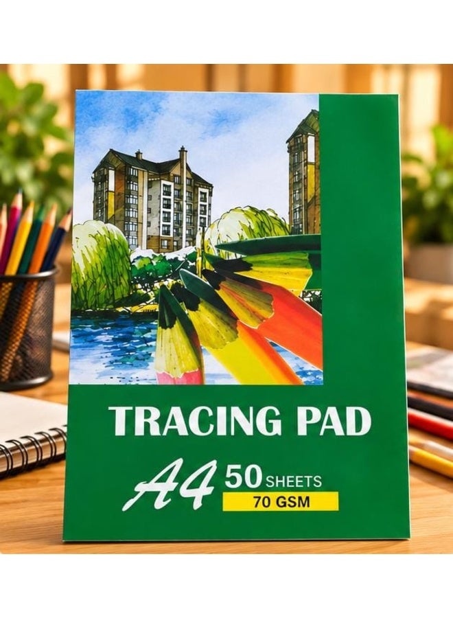 بلوك ورق شفاف للرسم والتتبع A4 – 50 ورقة – 70 GSM – مقاس 21 × 29 سم - Image 1