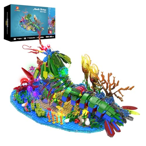 JMBricklayer Mechanical Mantis Shrimp Building Blocks Set with LED Lights Sea Creatures Ocean Animal Model Building Toys with Jellyfish Crabs Coral Reef Sea Creative Display Gift for Adults Kids 14 - Image 1