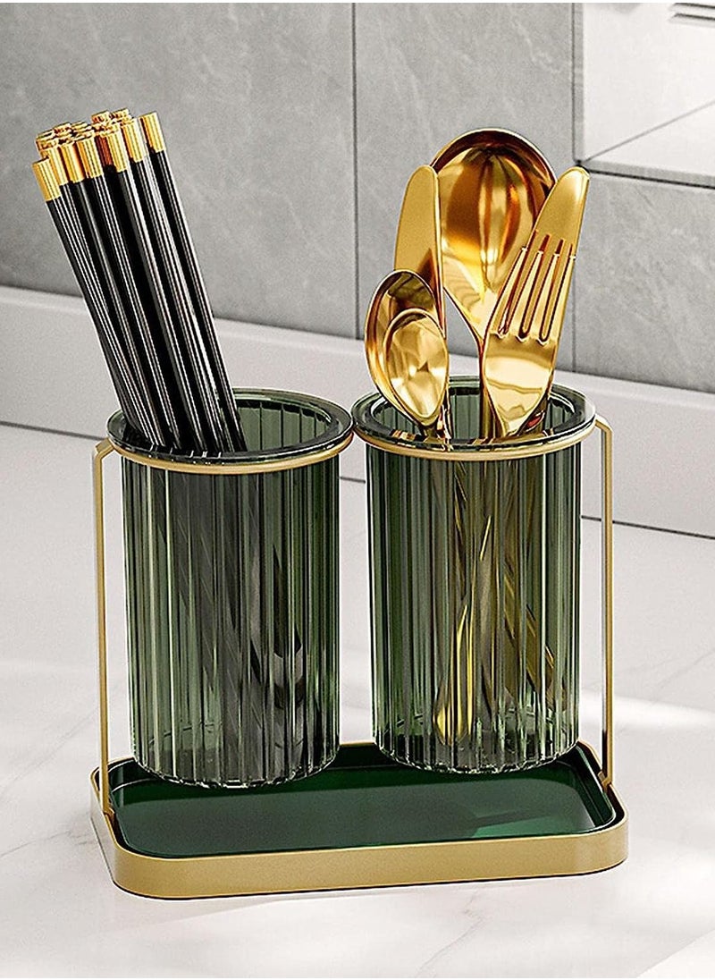 Dinnerware and Cutlery Holder, Cooking and Cutlery Organizer, Advanced Design 2 Cup Drying Bowl with Drain Tray (Circular)