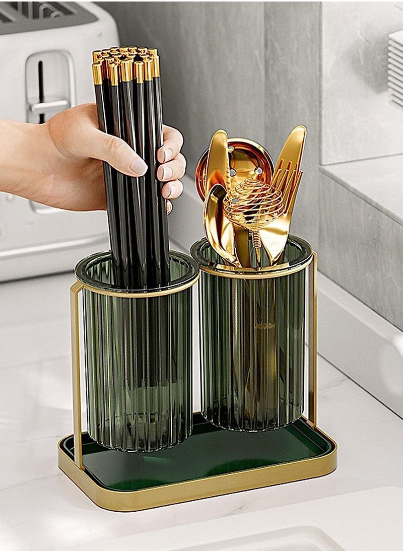 Dinnerware and Cutlery Holder, Cooking and Cutlery Organizer, Advanced Design 2 Cup Drying Bowl with Drain Tray (Circular)
