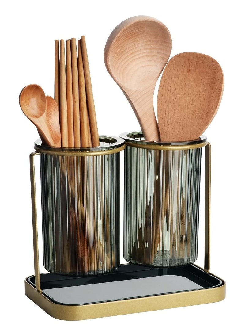 Dinnerware and Cutlery Holder, Cooking and Cutlery Organizer, Advanced Design 2 Cup Drying Bowl with Drain Tray (Circular)