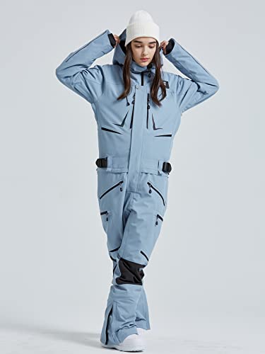 SEARIPE Women and Men's Ski Suits One Piece Jumpsuit Winter Outdoor Waterproof Warm Snowsuits(72blue,L) - Image 2