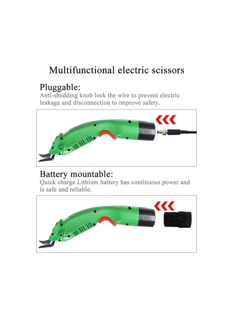 WBT-2 Cordless Electric Scissors for Cutting Fabric/Carpet/Sponge/Paperboard Fiberglass Scissor w/ 2 Blades 5000mAh Large Battery Low Noise