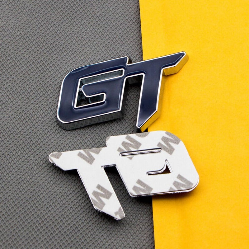 AutoBizarre شعار معدني ثلاثي الأبعاد مرتفع GT ملصق شارة لجميع السيارات والدراجات (أزرق) - Image 3